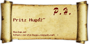 Pritz Hugó névjegykártya